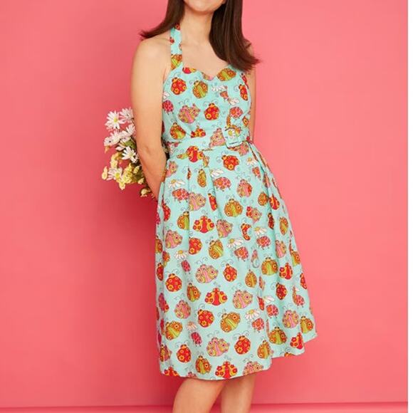 Modcloth Dresses & Skirts - ModCloth x Marisol Muro Aligned w/ Destiny Fit  Flare Ladybug Dress Women's XL